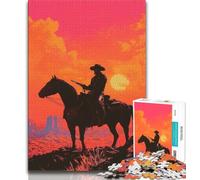 Puzzle Cowboys au Coucher du Soleil 1000 pièces pour Adultes, Cadeau d'anniversaire Amusant et Humoristique, Cadeaux, Art Mural 50x75cm