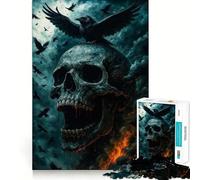 Puzzle Crâne, Corbeau et Feu pour Adultes 1000 Pièces Stimule la mémoire Soulage Le Stress Bords Lisses 50x75cm