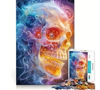 Puzzle Crâne dans la Fumée pour Adultes 1000 Pièces Renforce la Mémoire Apaisant Amusant Bords de Qualité Joli Cadeau 50x75cm