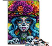 Puzzle Crâne Mexicain Filles 1000 Pièces pour Adultes, Jouet Éducatif Anti-Stress, Idéal comme Cadeau pour Toute la Famille (50x75cm)