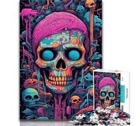 Puzzle Crânes Colorés 1000 Pièces pour Adultes, Jouets Éducatifs, Jeux Anti-Stress, Collection Artistes, Beaux-Arts 50x75cm