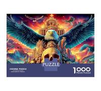 Puzzle Crânes d'aigle 1000 Pièces Puzzle en Ruines de Temple Incandescent Puzzle Impossible Coloré, Casse-tête 100% Carton Recyclé pour Adultes 52x38cm/1000pcs