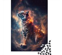 Puzzle créatif 1000 pièces puzzle rectangulaire avec esprit de tigre spatial, jouet éducatif, cadeau de Noël pour adultes, 1000 pièces (75 x 50 cm)