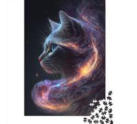 Puzzle créatif adulte 1000 pièces avec chat dans la nébuleuse cosmique, jeu de décompression, 1000 pièces (38 x 26 cm)