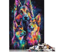 Puzzle Créatif de 1000 Pièces avec Portraits de Famille de Chiens Colorés, Puzzle Rectangulaire, Jouet Éducatif, Adultes (38x26cm)