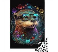 Puzzle créatif en Carton 100% recyclé, représentant Une Loutre Portant des Lunettes, idéal comme Cadeau de Noël pour Adultes, 1 000 pièces (38 x 26 cm).