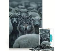 Puzzle créatif pour Adultes Loup et Mouton,1000 pièces,Jeu cognitif,emboîtement précis,sans espaces,activité apaisante pour la Pause mentale (50x75cm)