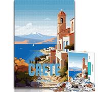 Puzzle Crète Grèce 1000 pièces pour Adultes et Adolescents, Staycation Kill Time, Chaque pièce est Unique - Jeu Familial Stimulant et Amusant 50x75cm