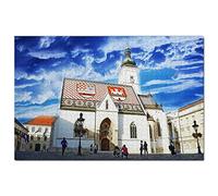 Puzzle Croatie 100 pièces Église Saint-Marc Zagreb Jeu de Puzzle Œuvre d'art Souvenir de Voyage 45,5 x 35,5 cm