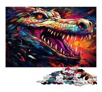 Puzzle Crocodile Coloré 1000 Pièces pour Adultes Jeu Éducatif Défi Jouet Secret Père Noël Cadeaux 1000 PCS (38x26cm)