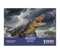 Puzzle Crocodile Composé De 1000 Pièces pour Adultes,Rivière sous Orage Un Jeu De Dexérité Très Difficile Puzzle Jeu Éducatif l'art De La Décoration Moderne 70x50cm/1000pcs