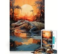 Puzzle Crocodile du Nil Difficile pour Adultes 1000 Pièces Jeu de Logique Solide Jeu Simple et Amusant Découpe de Précision Cadeau de Noël (38x52cm)