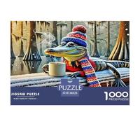 Puzzle Crocodile Écharpe Hiver Tasse 1000 Pièces Mignon Confortable 38x26cm