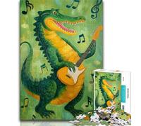 Puzzle Crocodile Jouant de la Guitare 1000 pièces pour Adultes et Adolescents, Jeux d'activités familiales stimulants, Jouet de Bricolage pour décoration Murale de la Maison (38x26cm)