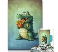 Puzzle Crocodile Mangeant des Frites, 1000 pièces, pour Adultes et Adolescents, Jouet éducatif et décompressant, Cadeau du Père Noël Secret, 50x75cm