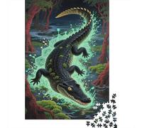 Puzzle Crocodile Qui Compte 1000 Pièces pour Adultes,Marais mystérieux Un Jeu De Dexérité Très Difficile Puzzle en Bois Jeu ÉduChatif Et Stimulant l'art De La Décoration Moderne 1000pcs (75x50cm)