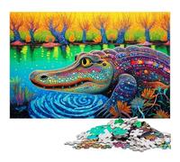 Puzzle Crocodiles colorés 1000 pièces pour Adultes, idéal pour Les Adolescents et Les collectionneurs, idéal comme décoration d'intérieur et Cadeau de Voyage 50 x 75 cm / 19,68 x 29,52 Pouces