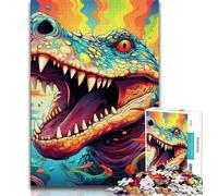 Puzzle Crocodiles Colorés pour Adultes et Adolescents, 1000 pièces, Jeu Stimulant et Familial avec des pièces de Formes aléatoires entièrement emboîtables (38x26cm)