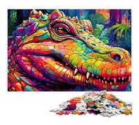 Puzzle Crocodiles du Nil colorés 1000 pièces Puzzles impossibles pour Adultes pour Les Anniversaires et Les fêtes 26x38cm / 10,23x14,96 Pouces