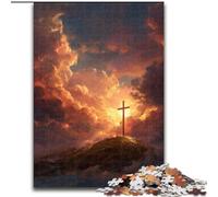 Puzzle Croix au Coucher du Soleil pour Adolescents, 1000 pièces, Jeu Stimulant et éducatif en Famille pour Anniversaire et Noël (50x75cm)