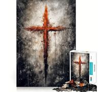 Puzzle Croix-Rouge de Jésus 1000 pièces pour Adolescents, Jeu de logique, Moment de détente, pièce de Collection découpée avec précision (38x52cm)