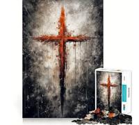 Puzzle Croix-Rouge de Jésus pour Adolescents, 1000 pièces, Jeu de logique Clair, Plaisir Lent, découpe Parfaite, Surprise d'anniversaire (38x26cm)