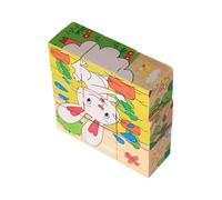 Puzzle Cube Bois - 9 Pieces Blocs Six Faces, Jouet Construction 3D, Kit Assemblage Logique, Materiau Naturel Pin | Cadeau Educatif pour Garcons & de Maternelle