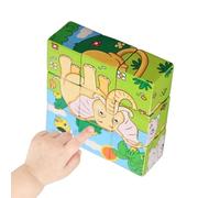 Puzzle cube en bois, jouet préscolaire interactif, 5,91 x 5,12 x 1,57 pouces, casse-tête avec blocs colorés, jouets éducatifs, cube d'apprentissage avec un design amusant, jouet puzzle pour la materne