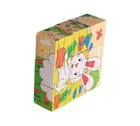 Puzzle cube en bois, jouet préscolaire interactif, 5,91 x 5,12 x 1,57 pouces, casse-tête avec blocs colorés, jouets éducatifs, cube d'apprentissage avec un design amusant, jouet puzzle pour la materne