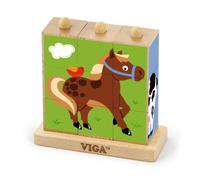 Puzzle cubes à empiler 9pcs viga 50833 - animaux de la ferme