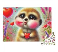 Puzzle Cœur de Suricate,Mammifère du Désert,1000 Pièces,Carton Recy e Qualité Supérieure,Activité de Groupe Idéale pour Les Jours de Pluie,Adultes,Famille,Adolescents,70x50cm/1000 pièces