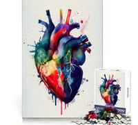 Puzzle Cœur Humain Aquarelle 1000 Pièces pour Adolescents Développe la Réflexion, Loisirs, Plaisir, Bords Soignés Cadeau d'hiver (38x26cm)