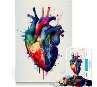 Puzzle Cœur Humain Aquarelle 1000 Pièces pour Adolescents Stimulation Mentale Ajustement Parfait Loisirs Captivants pour des Moments Confortables à la Maison (50x75cm)