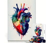 Puzzle Cœur Humain Aquarelle 1000 Pièces pour Adultes Divertissement Intellectuel, Distraction Calme, Découpe Précise, Cadeau Attentionné (50x75cm)