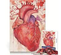 Puzzle Cœur Humain Aquarelle pour Adolescents 1000 Pièces Exercice Cognitif Loisirs Plaisir Pas de Bords Bruts Art Cadeau de Noël (38x52cm)