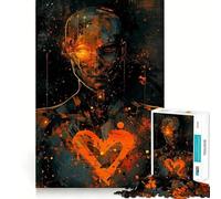 Puzzle Cœur Orange 1000 Pièces pour Adolescents Jeu Cognitif et Atelier Calme Bordure Premium Liste de Vœux du Père Noël (38x26cm)
