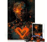 Puzzle Cœur Orange 1000 Pièces pour Adolescents Jeu Cognitif et Atelier Calme Bordure Premium Liste de Vœux du Père Noël (38x26cm)