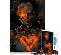 Puzzle Cœur Orange 1000 pièces pour Adolescents, Jouet Stimulant la logique et Anti-Tension, Bordure de qualité, Cadeau de Noël (38x52cm)