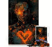Puzzle Cœur Orange 1000 pièces pour Adolescents, Jouet Stimulant la logique et Anti-Tension, Bordure de qualité, Cadeau de Noël (38x52cm)