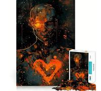 Puzzle Cœur Orange 1000 Pièces pour Adolescents Puzzle Mémoire Soulevant Lumière Relaxant Image Assembler Cadeau Exquis (50x75cm)