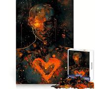 Puzzle Cœur Orange 1000 Pièces pour Adolescents Puzzle Mémoire Soulevant Lumière Relaxant Image Assembler Cadeau Exquis (50x75cm)