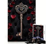 Puzzle Cœur Orné Clé 1000 Pièces pour Adolescents Jeu Cognitif Passe-Temps Calme Bordure Premium Liste de Vœux du Père Noël (50x75cm)