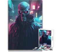 Puzzle Cyberpunk Crâne 1000 pièces - Jeu d'apprentissage pour développer sa dextérité pour des Moments de Joie - Dimensions:38x26cm