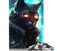 Puzzle Cyberpunk Human Cat 500 pièces pour Adultes et Adolescents (18 Ans et Plus). Cadeau d'anniversaire (52 x 38 cm).