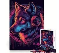 Puzzle Cyberpunk Néon Loup pour Adolescents 1000 Pièces Découpe Parfaite Idée Cadeau (50x75cm)