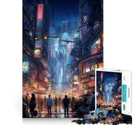 Puzzle Cyberpunk Nuit de 1000 pièces pour Adultes Un entraînement cérébral Amusant,découpé avec précision,aux Bords Lisses,idéal pour des soirées tranquilles (38x26cm)