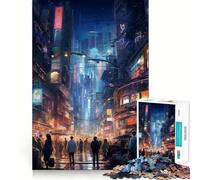 Puzzle Cyberpunk Nuit Incroyable 1000 Pièces Jeu Cognitif Amusant Structure à Emboîtement Précise Activité de Renforcement des Liens avec Les Êtres Sociaux (50x75cm)