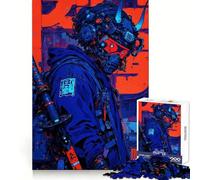 Puzzle Cyberpunk Samouraï avec Masque Oni pour Adolescents 1000 Pièces Stimulation Cognitive Joli Puzzle Épais Lien Familial Surprise du Père Noël 50x75cm