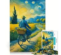 Puzzle Cycliste Nuit Étoilée 1000 Pièces pour Adolescents Renforce la Mémoire Calme et Sérénité Qualité supérieure Cadeau de Noël 38x52cm