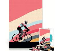 Puzzle Cycliste rétro Minimaliste 1000 pièces pour Adolescents Renforce la mémoire, apaise et détend, Bords Lisses, (38x26cm)